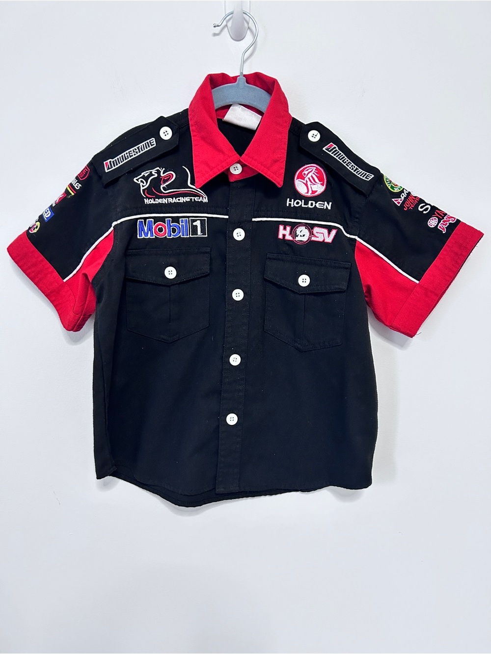 World Rally Car WRC Holden Kids' Black & Red Racing Button up Shirt Size Small